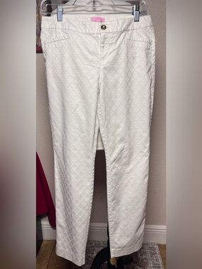 Lilly Pulitzer White Textured Straight-Leg Pants